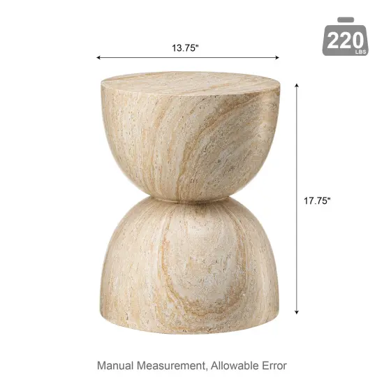 Set of 2 17.75"H Multi-functional MGO Hourglass-Style Faux Travertine Garden Stool or Planter Stand or Accent Table {6}