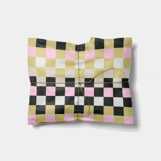 Pink, Gold and Black Checkerboard Gift Wrap {1}