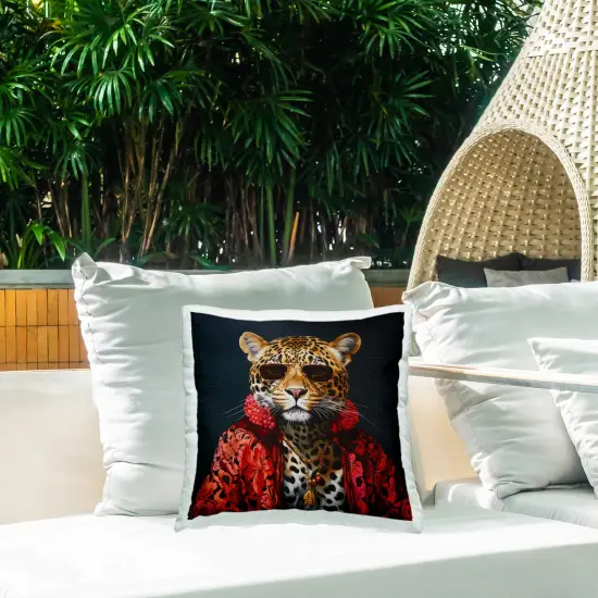Stylish Leopard Fashion Design by Lazar Studio Outdoor Printed Pillow  {2}