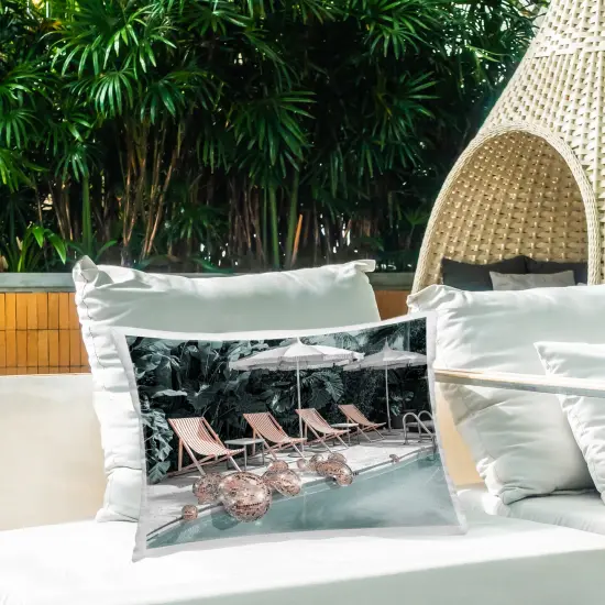 Disco Pool Scene Design by Ziwei Li Outdoor Printed Pillow {2}