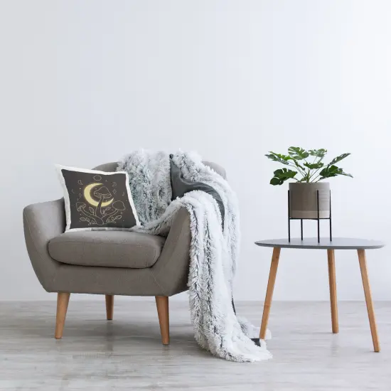Dancing Mushrooms & Moon Decorative Printed Throw Pillow Design by Ahmed Sameh Hussein, 18 x 7 x 18 {2}