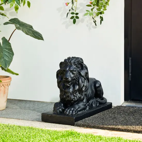 Set of 2 21.75"L MGO Lying Guardian Lion Statue 2pcs-21.75"L Bronze {9}