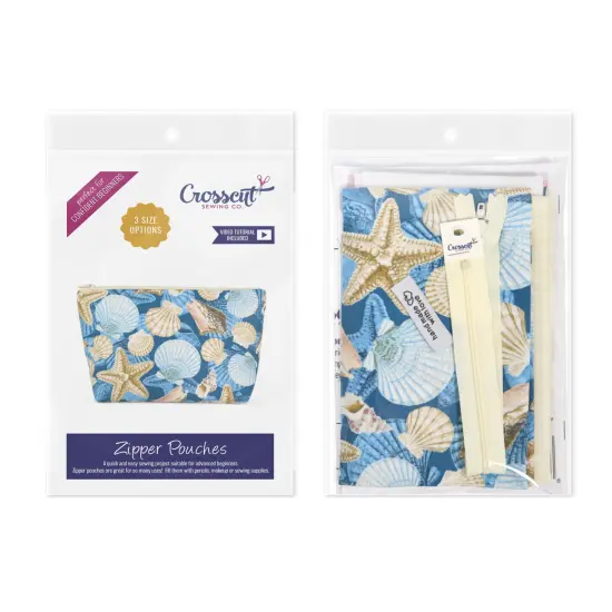 Crosscut Sewing Co.&reg; Zipper Pouch Sewing Project Kit for Beginners with Fabric, Instructions and Video Shells {2}