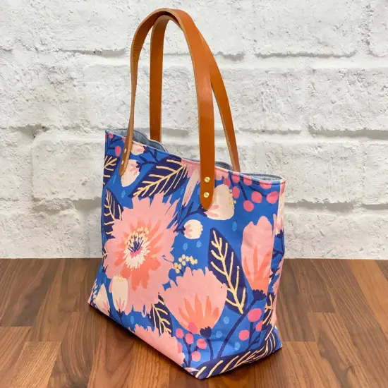 Crosscut Sewing Co.&reg; Market Tote Bag Sewing Project Kit for Beginners with Fabric, Instructions and Video Dahlia blue {6}