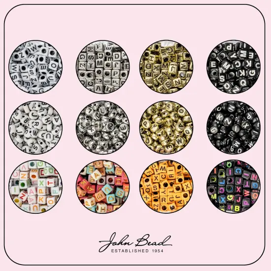 John Bead Assorted Plastic Alphabet Jewelry Making Beads Box Square Alphabet {2}