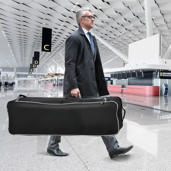 Black Soft-Sided Golf Travel Bag with Wheels and Keyhole for Padlocking {3}