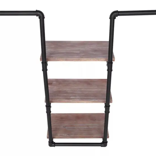 Industrial Pipe Clothing Rack Wall Mount Clothing Rack with Storage Shelves {2}