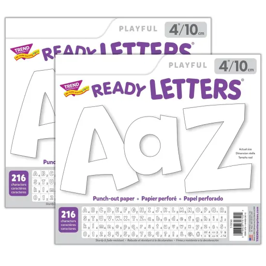 White 4" Playful Combo Ready Letters&reg;, 216 Pieces Per Pack, 2 Packs {1}