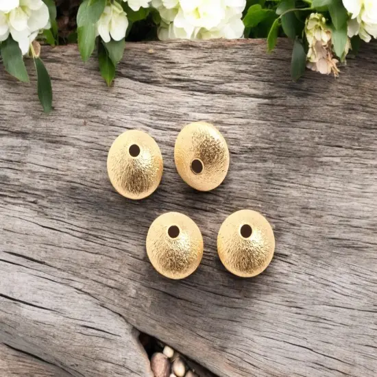 *25* 7x5mm 14k Gold Plated Textured Rondelle Spacer Beads {3}