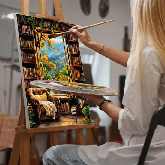 Bookshelf Paint by Numbers Kit for Adults Beginner,16x20 Inchs {4}