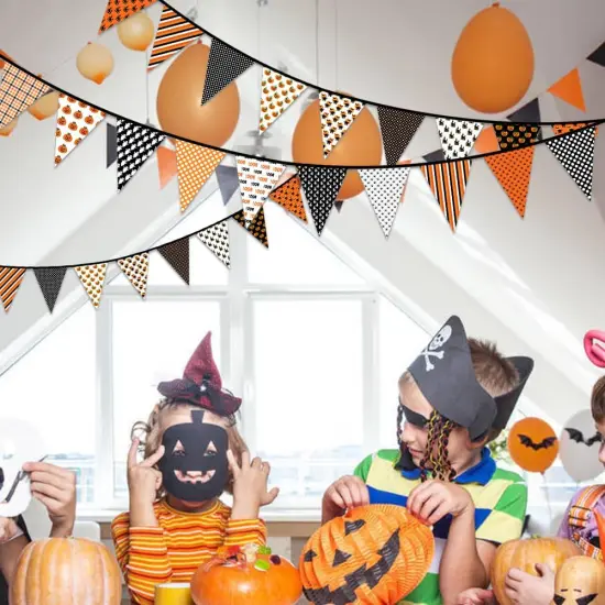 Fabric Pennant Banner - Halloween Decorations (Orange) {2}
