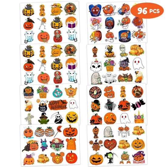 96 PCS Happy Halloween Pumpkin Tattoo Stickers {3}