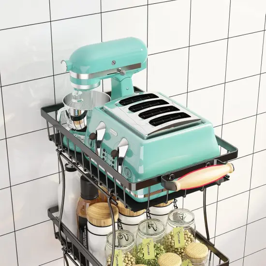 4 Tier Slim Stackable Metal Wire Basket Cart,ruit Vegetable Storage Basket for Kitchen {4}