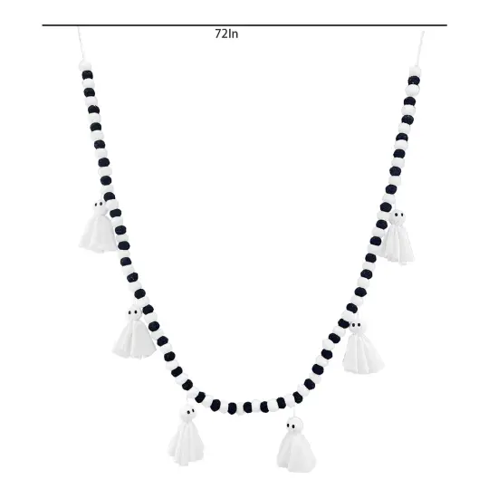 72&Prime; Halloween Ghost Garland &ndash; Fabric Ghost Hanging Decoration {2}