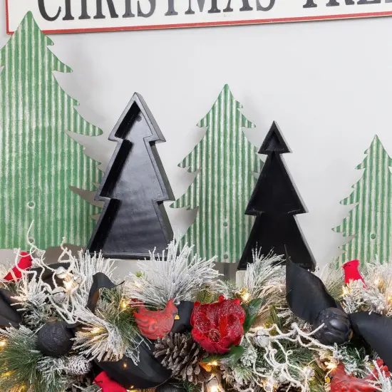 Wooden Christmas Tree Trays 2ct Nested Rustic Farmhouse Decor Black {5}