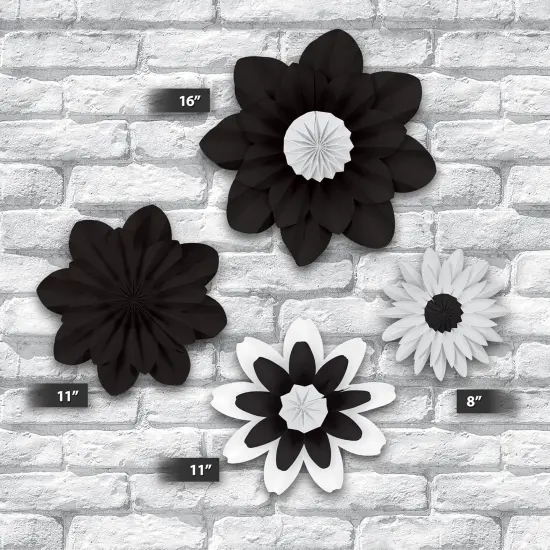 Black and White Paper Flowers Premade Decorations {5}