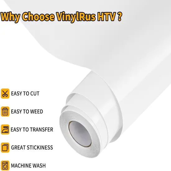 Heat Transfer Vinyl-12&rdquo; x 20ft White Iron on Vinyl Roll for Shirts {3}