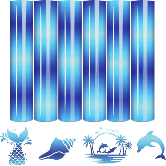 Gradient HTV Vinyl - 6sheets 12 x 10 Inches Blue Ombre HTV Iron on Vinyl Gradient {1}