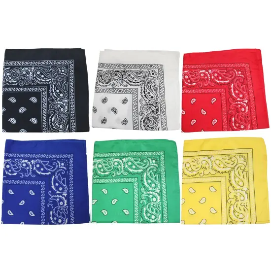 6 Pack Cotton Paisley Bandanas Multi-Purpose Accessories Everyday Use {2}