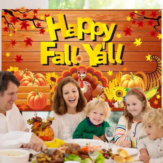Happy Fall Backdrop Autumn Harvest Decorations Banner Fall Festival {2}