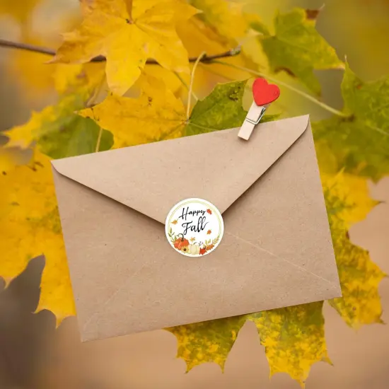 500 PCS 1.5 Inch Happy Fall Stickers Roll for Adults {2}