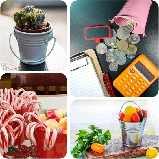 8 Pcs Mini Galvanized Bucket - Black {5}