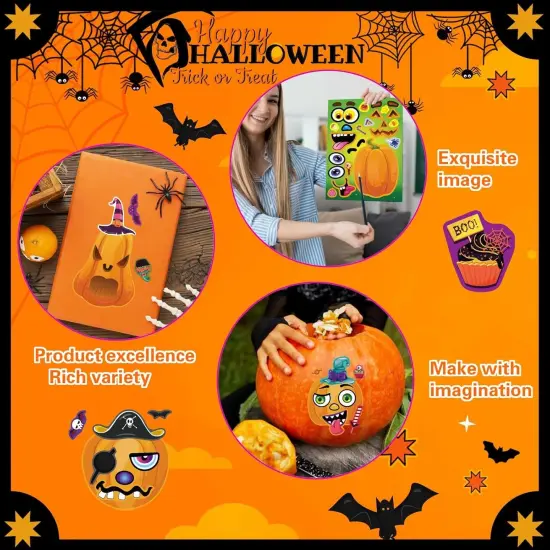 24 Sheets Make a Pumpkin Face Stickers {4}