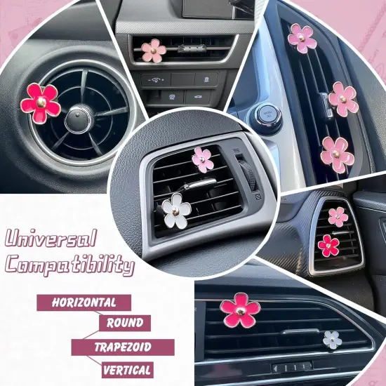 6Pcs Daisy Car Air Vent Clips Cute Flower Outlet Decorations White {4}