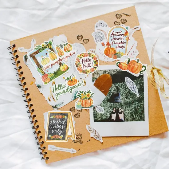 Navy Peony Rustic Pumpkin Fall Stickers (28 Pieces) {2}