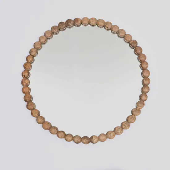 Decorative Wall Mirror with Wood Bead Design Frame - 32" {2}