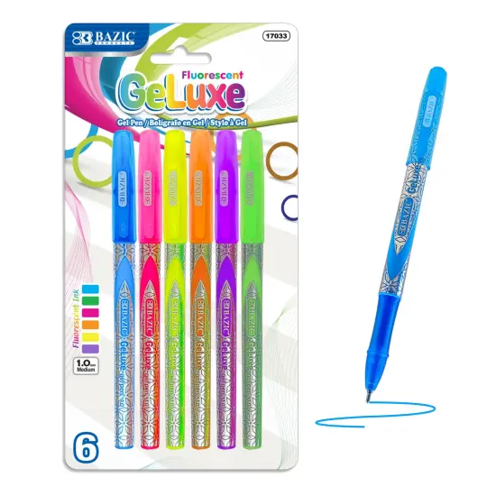 BAZIC GeLuxe 6 Fluorescent Color Gel Roller Pen {1}