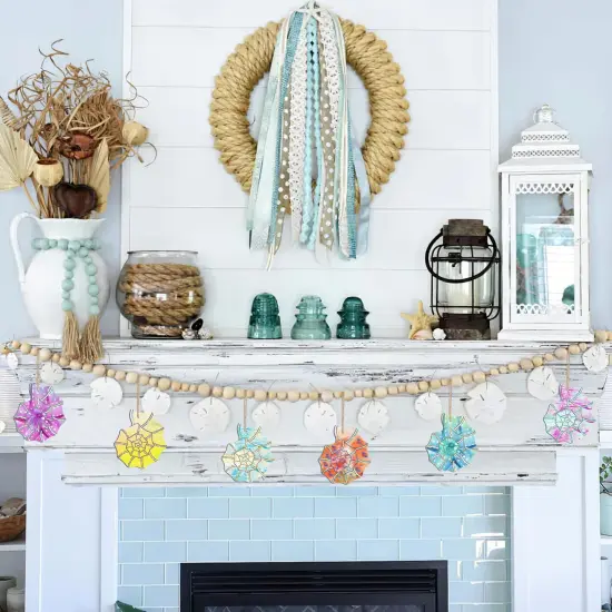 Wooden Shell Ornaments to Paint Mothers Day Decoration Cutouts Unfinished 24PCS 3.5 x 3 inches, DIY Blank Wood Ornament for Home Crafts Hanging Children's Day Mother's Day Birthday Party Decoration {6}