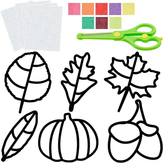2 PCS Extra Large Thanksgiving Fall Leaves for Craft Suncatchers Kit {4}