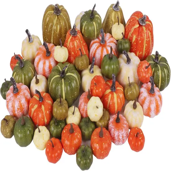 46 Pcs Assorted Artificial Pumpkins for Table Centerpiece {1}