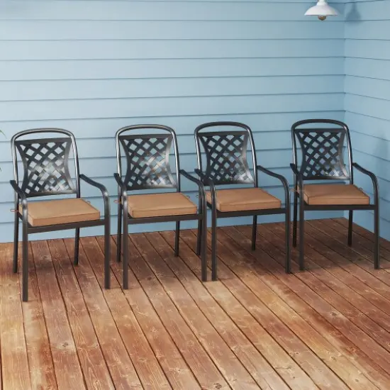 Set of 2 Square Waterproof Seat Chair Cushions Perfect for Dining Chairs or Patio Chairs Brown {2}