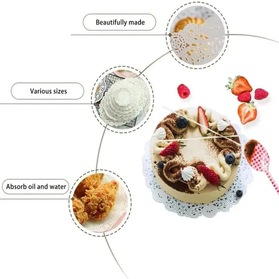 12 inch Round Paper Doilies/Lace Paper Placemats/Disposable Greaseproof Doilies,White,Pack of 100 {2}