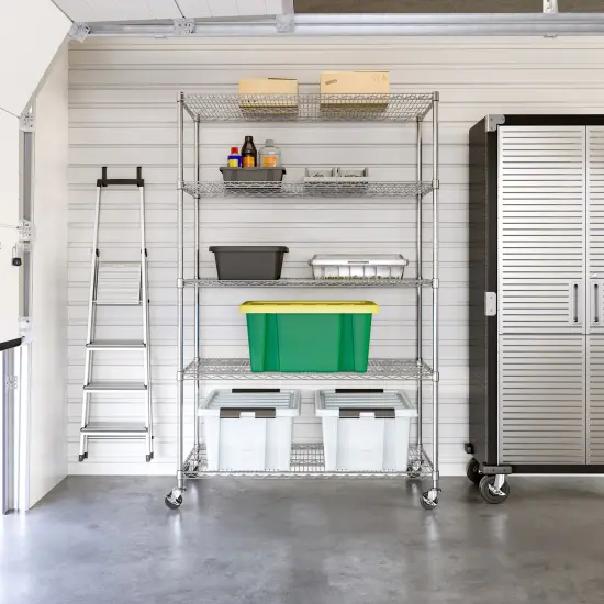 Seville Classics UltraDurable 5-Tier NSF Steel Shelving, 48" W x 24" D x 76" H Plated steel {10}