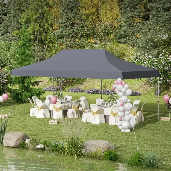 10x20 Feet Pop Up Foldable and Portable Outdoor Gazebo with Carry Bag Ideal for Party or Wedding Ceremony Grey {2}