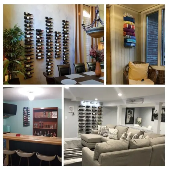 Sorbus Wall Mount Wine Rack - 18 Level Wine Rack Wall Mounted for Wine Bottles, Liquor, Champagne - Black Metal Wine Bottle Holder for Home Bar {5}