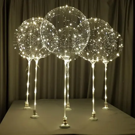 warm white 6pc LED Light up Balloon with sticks Party Decorations {2}