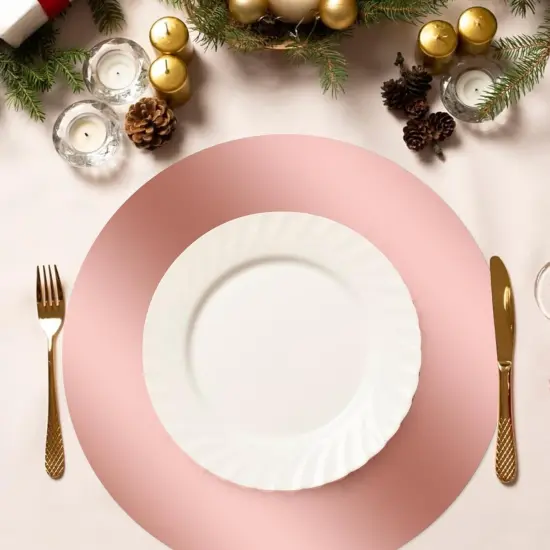 50 Pcs Round Rose Gold Placemats,13.3" Mirror Foil Decorative Place Mats Mirrored Disposable Paper Placemats {3}