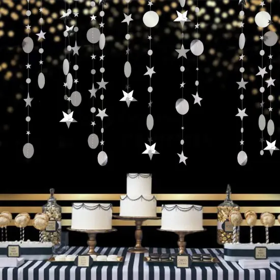 Silver Star Garland Party Decorations Twinkle {2}