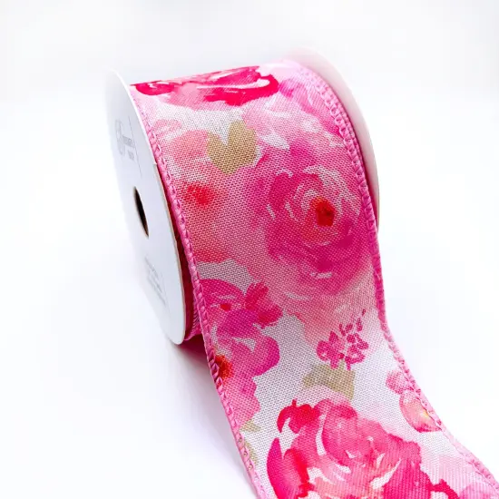 Designer&rsquo;s Shop WR 63-5201 Spring Summer Pink Wild Rose floral wired edge ribbons (2.5" x 10 yards) {1}