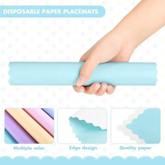 Disposable Paper Place Mats Multicolor Paper Place Mats with Decorative Wavy Scalloped Edge Blank Table Mats for Restaurant Catering Dining Table {3}