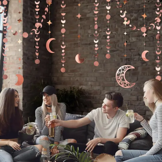 Rose Gold Star Moon Garland Party Decorations {5}