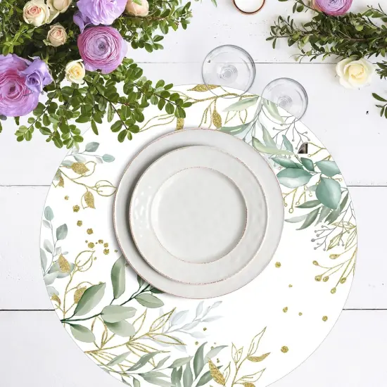 Paper Placemats Disposable 50 Pack Green Eucalyptus Leaves Place Mats 13.4 Inch Round Decorative Greenery Table Mats {3}
