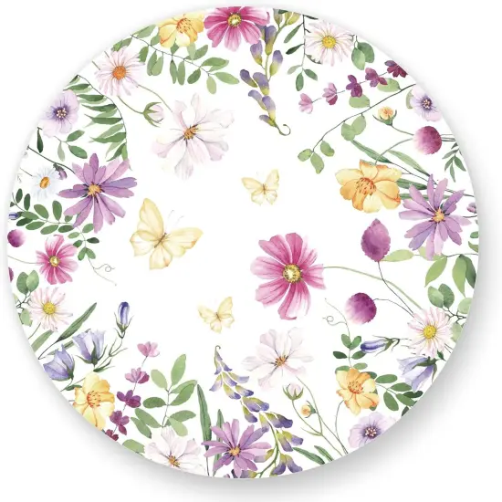 50 Sheets Wildflower Butterfly Floral Round Paper Placemat Watercolor Flower Decorative Paper Table Mat for Spring Wedding Bridal Shower Party Dinner Table Setting, 13 Inch {1}