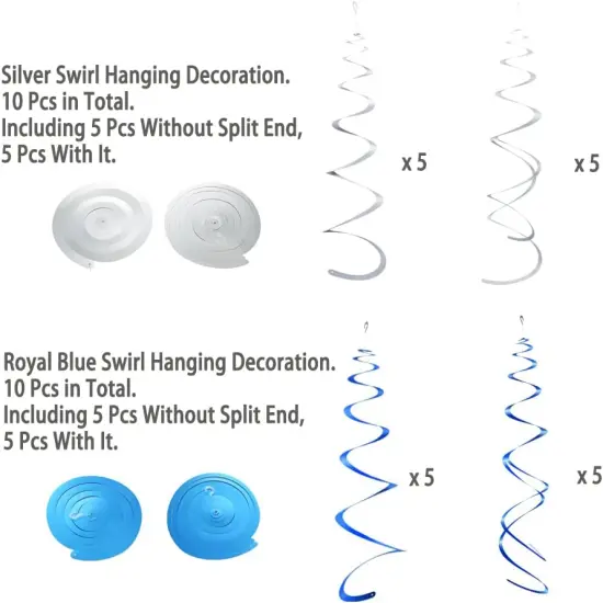 Royal Blue Foil Swirl Hanging Party Decoration {3}