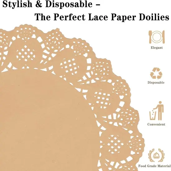 100 Pcs Paper Doilies for Table, Round Paper Placemats Disposable for Tableware Decor, 13.5 Inches Lace Place Mats for Birthday Wedding Banquet Party-01 {3}