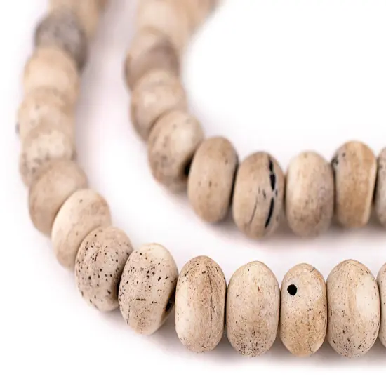 The Bead Chest Round Rustic Grey Bone Beads (12mm) {1}